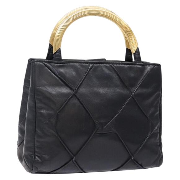 FENDI Hand Bag Leather Metal Navy Gold - Picture 1 of 12